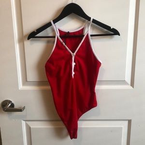 Urban outfitters red and white bodysuit